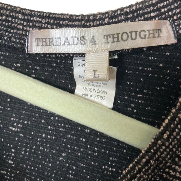 Threads 4 Thought Women Sz Large Gray Scoop Neck Cotton Blend Blouse Sweater - Picture 2 of 7